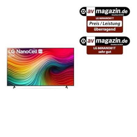 LG 86NANO81T6A TV 86" (218 cm) NanoCell Fernseher (α8 4K AI-Prozessor, HDR10, bis zu 120Hz) [Modelljahr 2024]