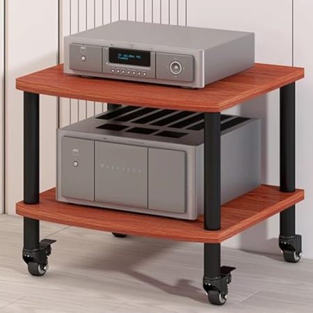 YHWKGZ Hi Fi Rack, Abnehmbarer Audio Rack Hi Fi Regal mit 2/3/4 Ebenen, Phonoschrank for Heim-Stereomedien, robuster, for Verstärker/Player/TV-Zubehör(Walnut Color,23.6x19.6)