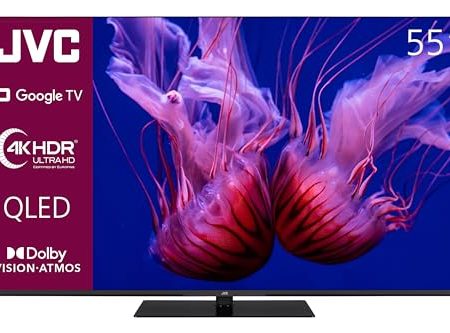 JVC Google TV 55 Zoll QLED Fernseher (4K UHD Smart TV, HDR Dolby Vision, Dolby Atmos, Triple-Tuner) LT-55VGQ8255