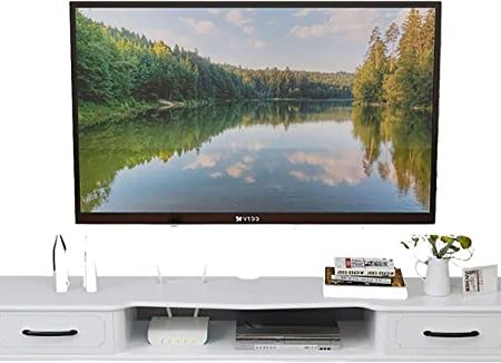 LFONDIGE TV-Schrank, TV-Lowboard, schwebende Regale, 43,3/51,1/59 Zoll TV-Schrank, TV-Zubehör, weiße wandmontierte Medienkonsole./110C