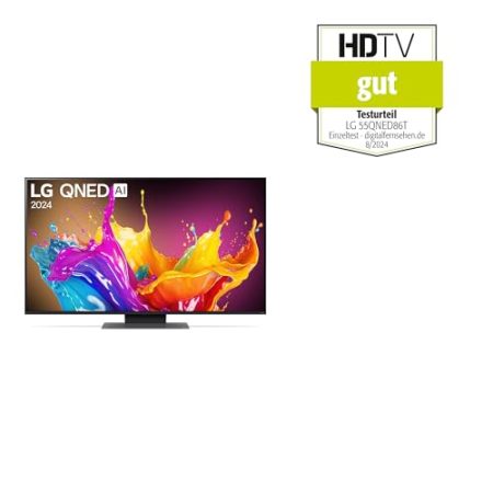 LG 55QNED86T6A TV 55" (139 cm) QNED Fernseher (α8 4K AI-Prozessor, webOS 24, HDR10, bis zu 120Hz) [Modelljahr 2024]