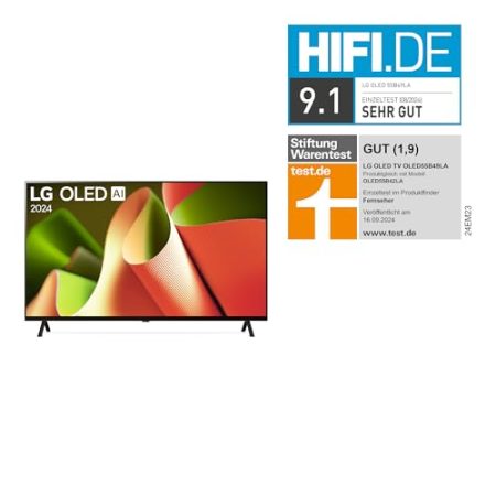 LG OLED55B49LA TV 55" (139 cm) OLED Fernseher (α8 4K AI-Prozessor, webOS 24, Dolby Vision, bis zu 120Hz) [Modelljahr 2024]