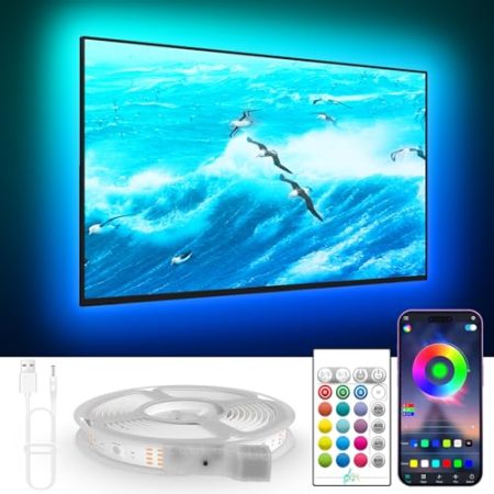 KANTUTOE TV LED Hintergrundbeleuchtung, 6 M LED-Streifen für 65-85 Zoll TV, Musik Sync Farbe wechselnde TV-Lichter mit APP und Fernbedienung USB Powered LED-Lichter für Zimmer