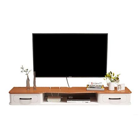 JUNNIU TV-Schrank, TV-Lowboard, schwebende Regale, schwebende TV-Konsole, 43,3/51,1/59 Zoll TV-Schrank, fein poliertes Paulownia-Holz./130 cm Decoration