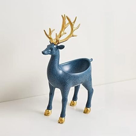 jinyi2016SHOP Möbelhandwerk Nordic Creative Simple Deer Dekoration Lagerung Skulptur Home Decoration Zubehör Wohnzimmer Schlafzimmer Decor Zubehör Wohnzimmerskulptur. (Color : Blue Gold)