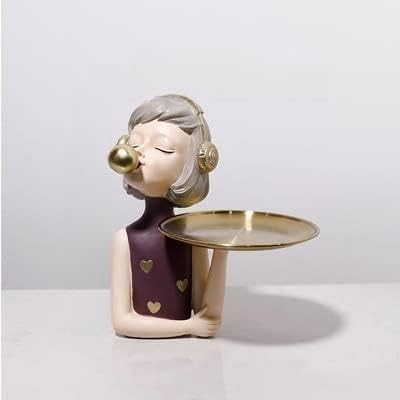 jinyi2016SHOP Möbelhandwerk Musik Bubble Girl Figur Ornamente Wohnzimmer Couchtisch Obst Tablett Lagerung Kreative Dekoration Zubehör Wohnzimmerskulptur. (Color : D200702R)