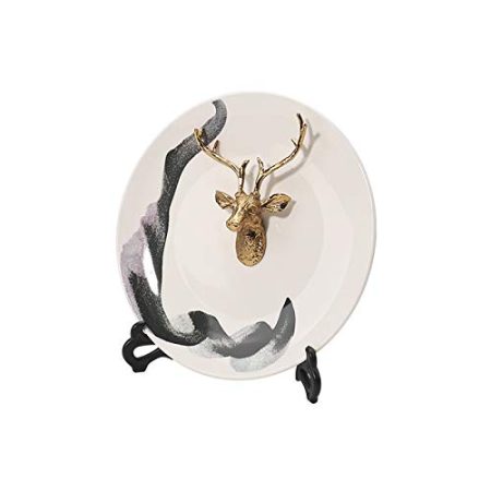 xilinshop Dekorationen Wohnzimmer TV-Kabinettweinkabinett Bogu-Rack Kupfer Rotwild Keramik Hirsch Ornament Platte Porch Dekoration Home Zubehör Moderne Hirschstatue Skulptur