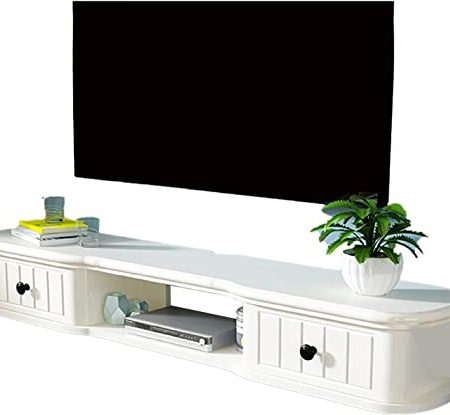 JUNNIU TV-Schrank, TV-Lowboard, schwebende Regale, schwebendes TV-Ständer-Komponentenregal, aus natürlichem Kiefernholz, 40,1/48/55,9 Zoll, wandmontierte TV-Medienkonsole, Heimdekoration,