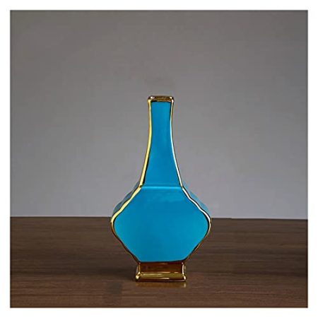 KESHUI Vase kreativität Keramik geometrische Blaue Moderne Hause Blume anordnung hydroponic zubehör Wohnzimmer Dekoration Handwerk (Color : Yellow)