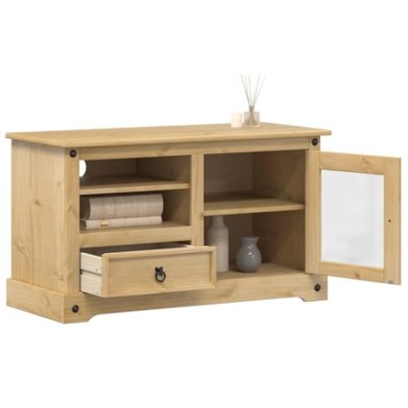 Lauuoeriau Entertainment Centers & TV StandsTV Schrank Corona 100x45x58 cm Massivholz Kiefer