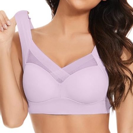 Yekdmxop Damen-BH ohne Bügel, rot, BHs für Damen, Push Up Spitze, Unterwäsche, Curvy, bequem, Übergröße, sportlich, verstellbar, elegant, sexy Bralette Angebote, violett, 6X-Large