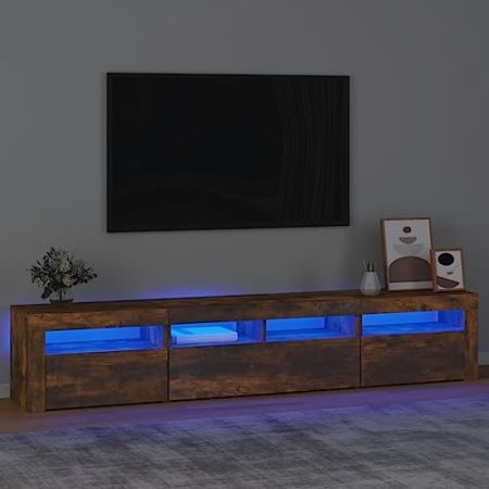 Lauuoeriau Entertainment Centers & TV StandsTV Schrank mit LED-Leuchten Smoked Oak 210x35x40cm