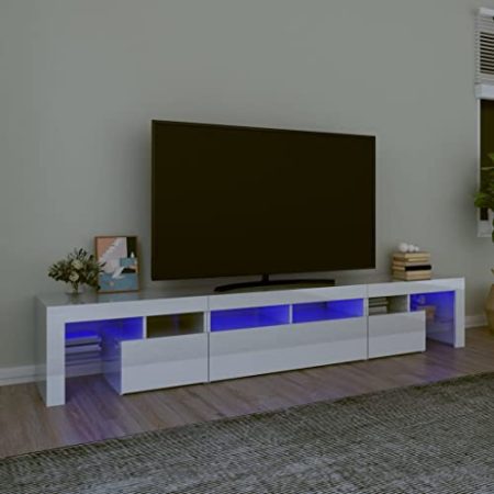 Lauuoeriau Entertainment Centers & TV StandsTV Schrank mit LED-Leuchten Hochglanz Weiß 230x36,5x40cm