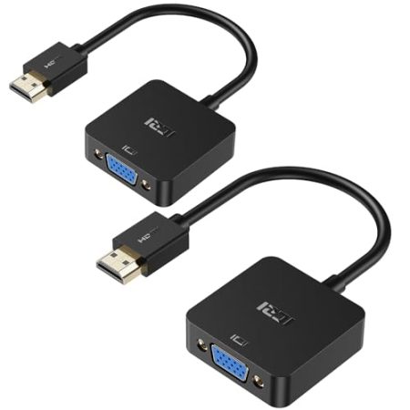 ICZI VGA auf HDMI Adapter 2 Stück Unidirektional Stecker auf Buchse Konverter Kabel 1080P 60Hz Full HD für PC, Laptop, Desktop Computer, Xbox, PS4, Raspberry Pi.