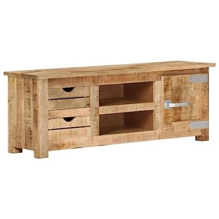 Lauuoeriau Entertainment Centers & TV StandsTV Schrank 110x30x40 cm Mangoholz grob