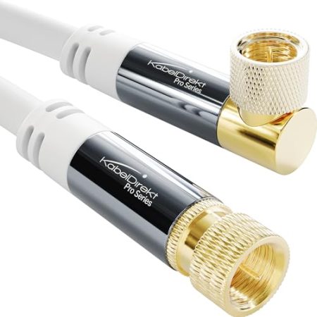 KabelDirekt – SAT Kabel weiß, Koaxialkabel, Satellitenkabel, 90° gewinkelt/gerade – 1,5m – TV Kabel mit F-Stecker, geschirmt, bruchfeste Metallstecker (ideal für HDTV, Radio, DVB-T, DVB-C, DVB-S/-S2)